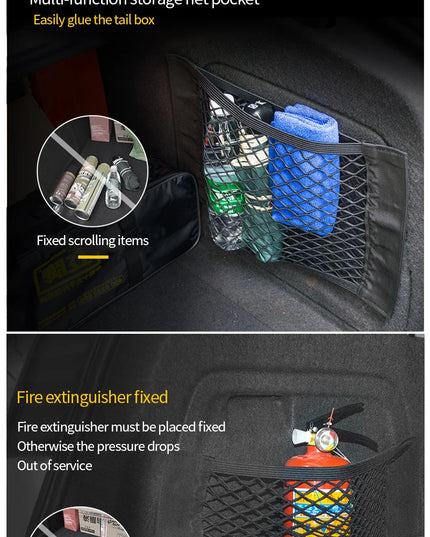 Car Trunk Storage Bag Nylon Mesh Nets Auto Back Rear Trunk Organizer Elastic String Luggage Net Holder Pocket Vehicle supplies