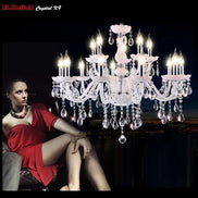 Modern LED  3/6/8/10/12/15/18 Arm Lights white LED crystal chandelier Living room light Vintage Crystal Chandelier E14 Light