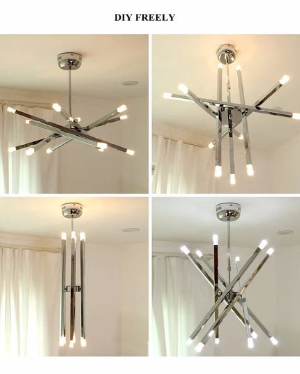 Modern silver chandelier lighting LED designer metal chandelier for living room dining room Branch Loft Decoration lounge lights