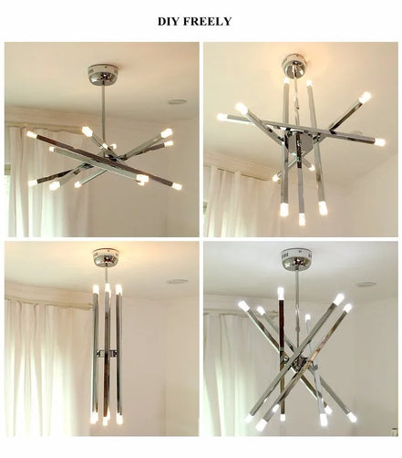 Modern silver chandelier lighting LED designer metal chandelier for living room dining room Branch Loft Decoration lounge lights