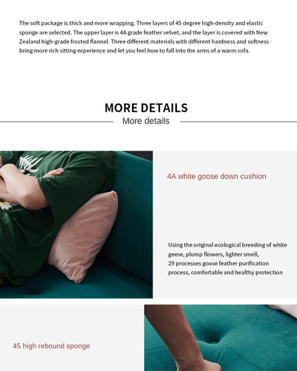 Modern fabric sofa simple modern Large and small apartment type brushed velvet down living room minimalist  furniture