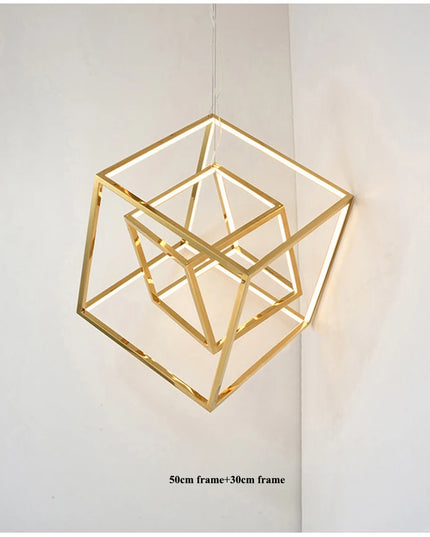 Modern square led chandelier art design postmodern luxury golden light Indoor Living Room Decor Lobby suspension chandelier