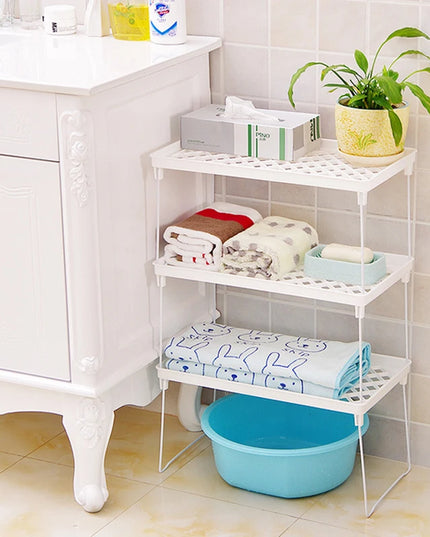 Home Closet Organizer Storage Shelf Kitchen Adjustable Storage Rack Shelves Cabinet Holders Space Saving Makeup Organizer