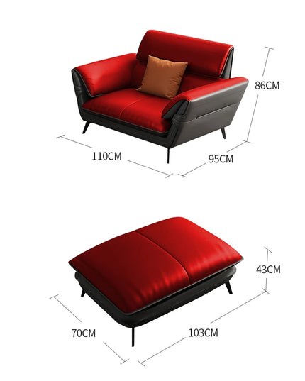 Modern Minimalist Living Room Leather Sofa for Living Room set Combination