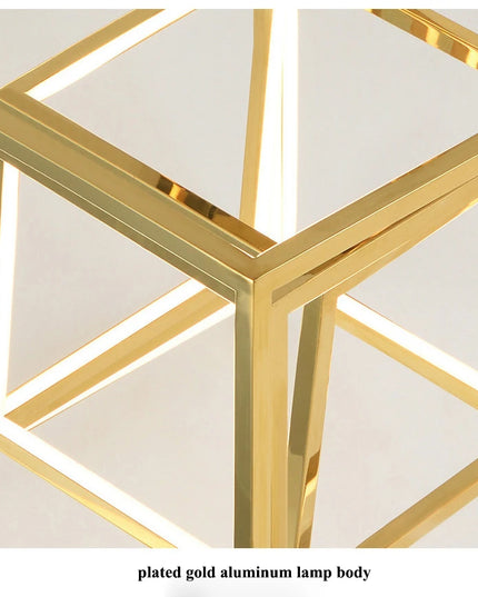Modern square led chandelier art design postmodern luxury golden light Indoor Living Room Decor Lobby suspension chandelier