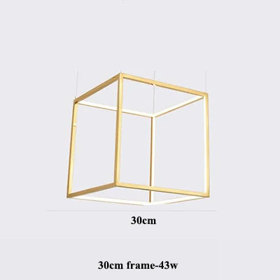 Modern square led chandelier art design postmodern luxury golden light Indoor Living Room Decor Lobby suspension chandelier