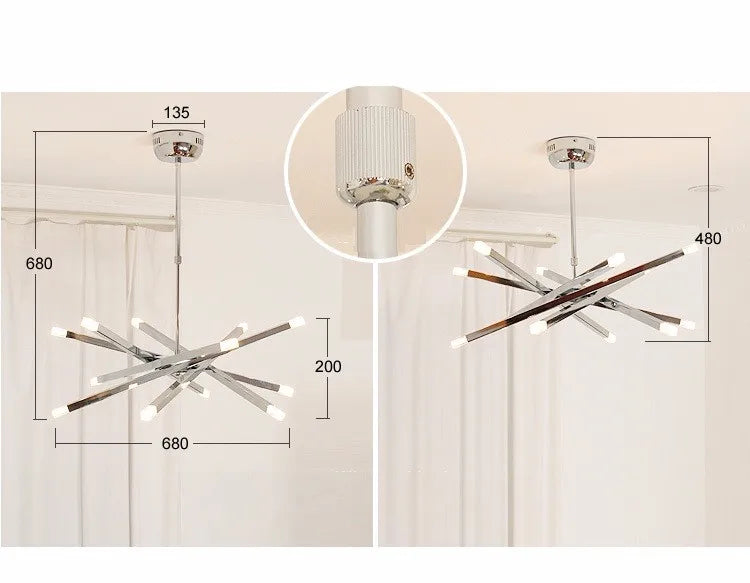 Modern silver chandelier lighting LED designer metal chandelier for living room dining room Branch Loft Decoration lounge lights