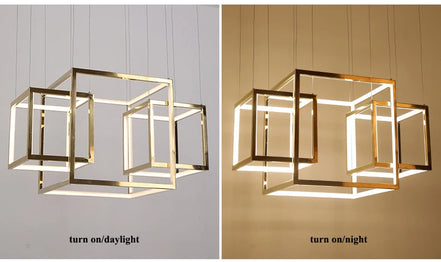 Modern square led chandelier art design postmodern luxury golden light Indoor Living Room Decor Lobby suspension chandelier