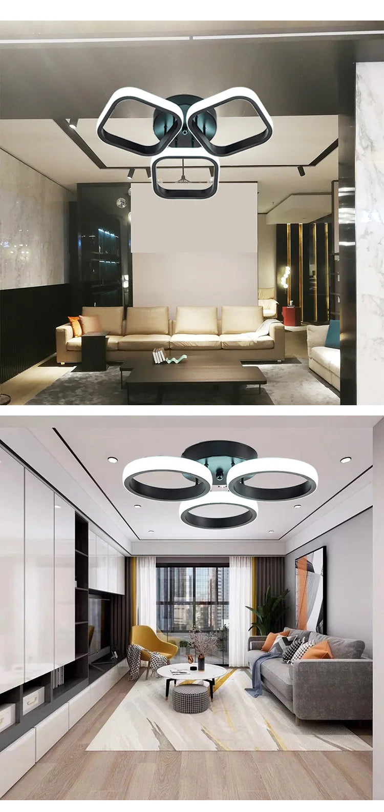 Modern LED Chandelier Lights for Living Room Bedroom Corridor Indoor Rings Lighting Ceiling Mount Luminaire Lustre Chandeliers
