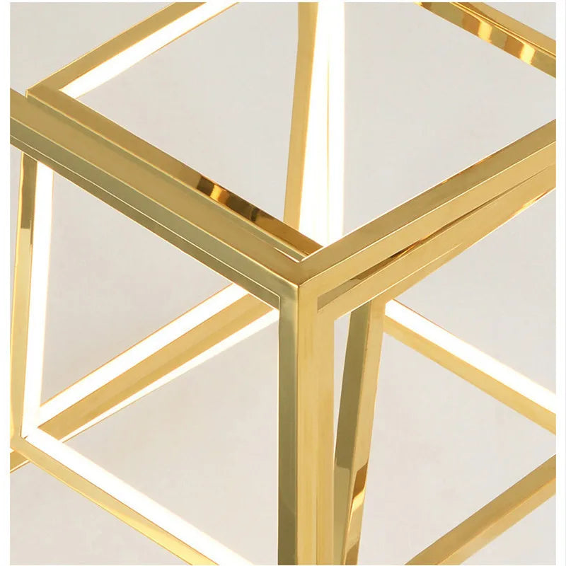 Modern square led chandelier art design postmodern luxury golden light Indoor Living Room Decor Lobby suspension chandelier