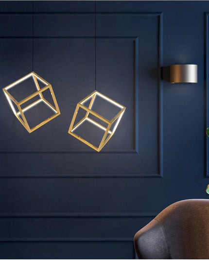 Modern square led chandelier art design postmodern luxury golden light Indoor Living Room Decor Lobby suspension chandelier