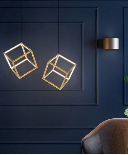 Modern square led chandelier art design postmodern luxury golden light Indoor Living Room Decor Lobby suspension chandelier