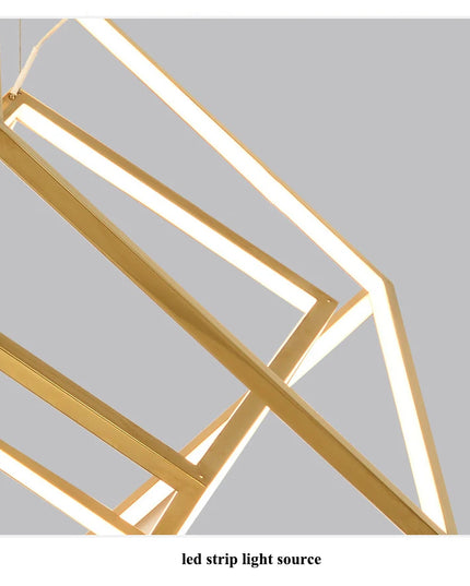 Modern square led chandelier art design postmodern luxury golden light Indoor Living Room Decor Lobby suspension chandelier
