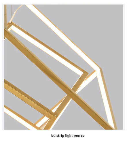 Modern square led chandelier art design postmodern luxury golden light Indoor Living Room Decor Lobby suspension chandelier