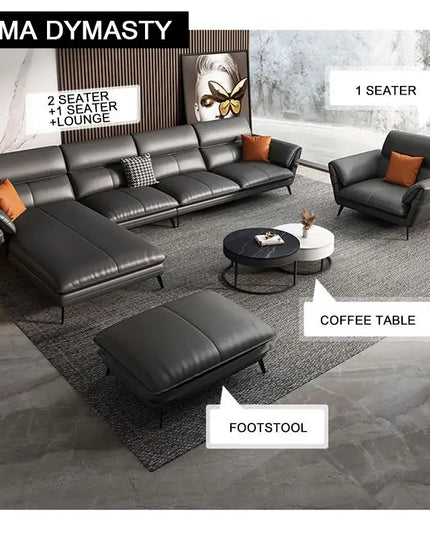 Modern Minimalist Living Room Leather Sofa for Living Room set Combination