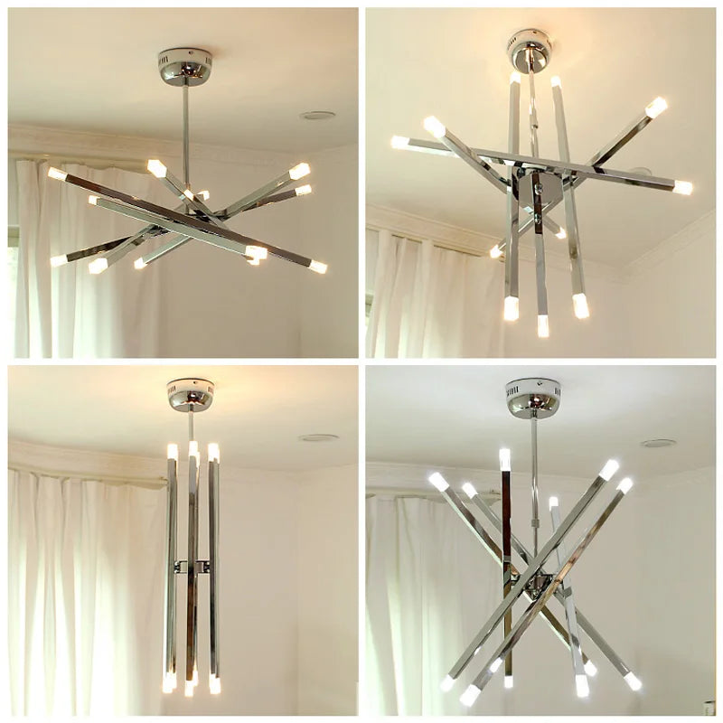 Modern silver chandelier lighting LED designer metal chandelier for living room dining room Branch Loft Decoration lounge lights