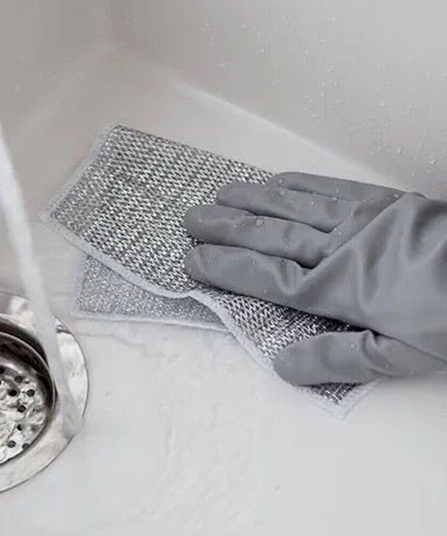 5564 Double-sided Multipurpose Microfiber Cloths Stainless Steel Scrubber Non-scratch Wire Dishcloth Durable Kitchen Scrub Cloth (1 Pc  20x20 Cm)
