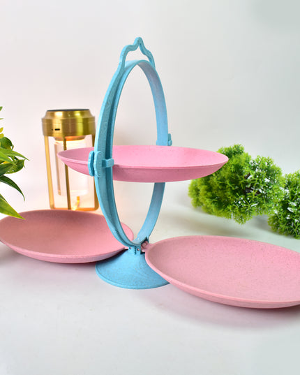 Foldable Fruit Plate Candy Dish  Multi Use Mirror Shape Dried Fruit Tray (1 Set)