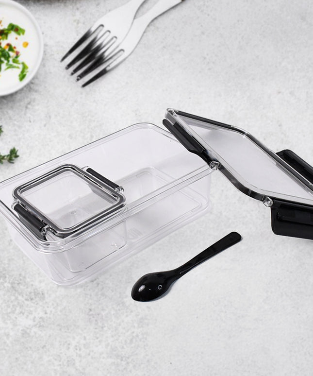 Plastic Kitchen Storage Container Big 800 Ml  Small 250 Ml With Air Seal Lock Lid  Spoon