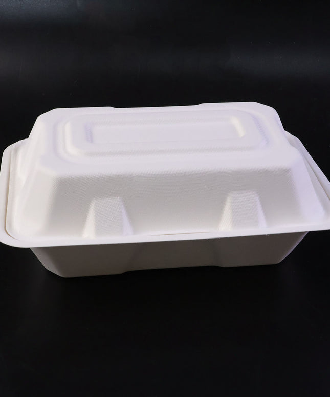 Vegnar Premium Bagasse Clamshell Food Box (10 Pc 9x6 Inch)
