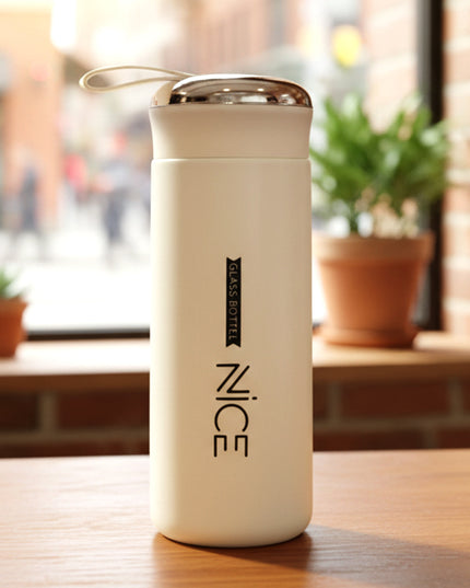 Premium White Glass Water Bottle (1 Pc 400 Ml)