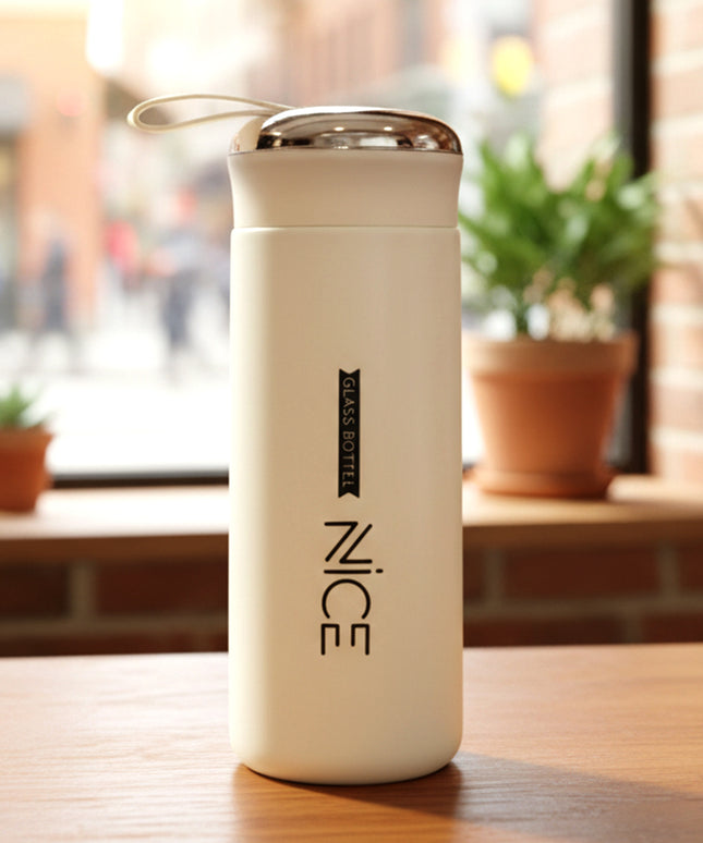 Premium White Glass Water Bottle (1 Pc 400 Ml)