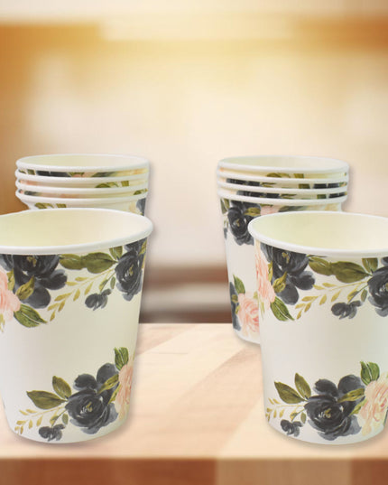 Disposable Paper Cups Disposable Tea Coffee Cups (10 Pcs Set  Mix Color  Design)