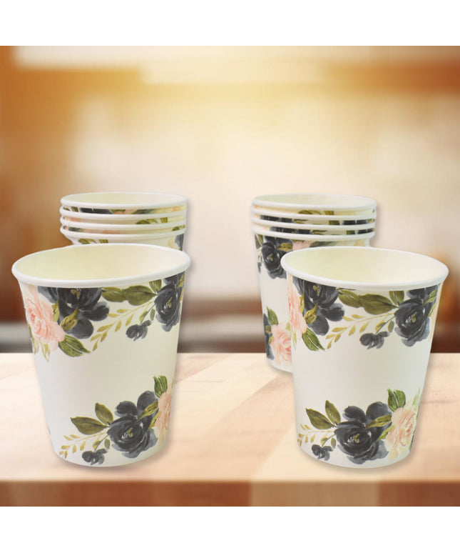 Disposable Paper Cups Disposable Tea Coffee Cups (10 Pcs Set  Mix Color  Design)