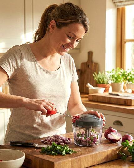Compact Manual Hand-press Vegetable Chopper (1 Pc)
