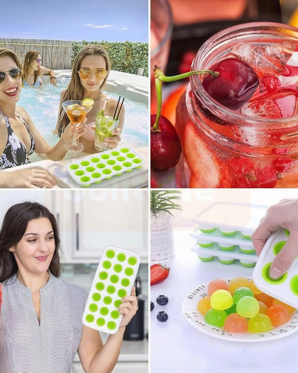 21 Grid Plastic Round Pop Ice Cube Tray With Lid (1 Pc)