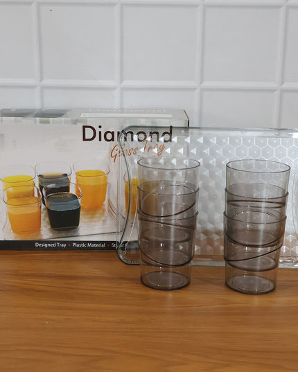 Premium Glass Serving Set (6 Glass With 1 Tray)