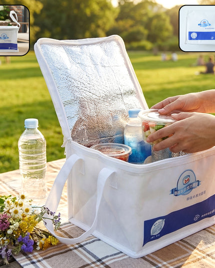 Portable Insulated Lunch Bag With Zipper Closure 16x19x21 Cm