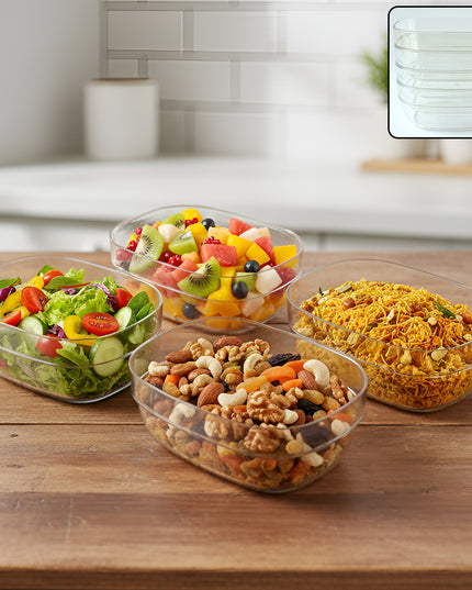 Transparent Multipurpose Serving Bowl Set (4 Pc Set)