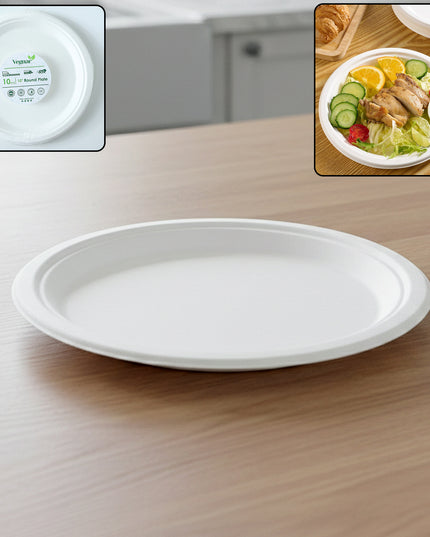 Vegnar Disposable Round Food Serving Plate (10 Pc)