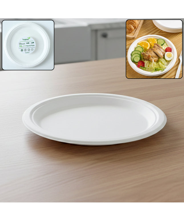 Vegnar Disposable Round Food Serving Plate (10 Pc)