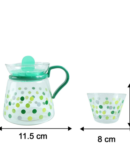 Elegant Glass Tea Pot With Matching Cups Set (1 Set)