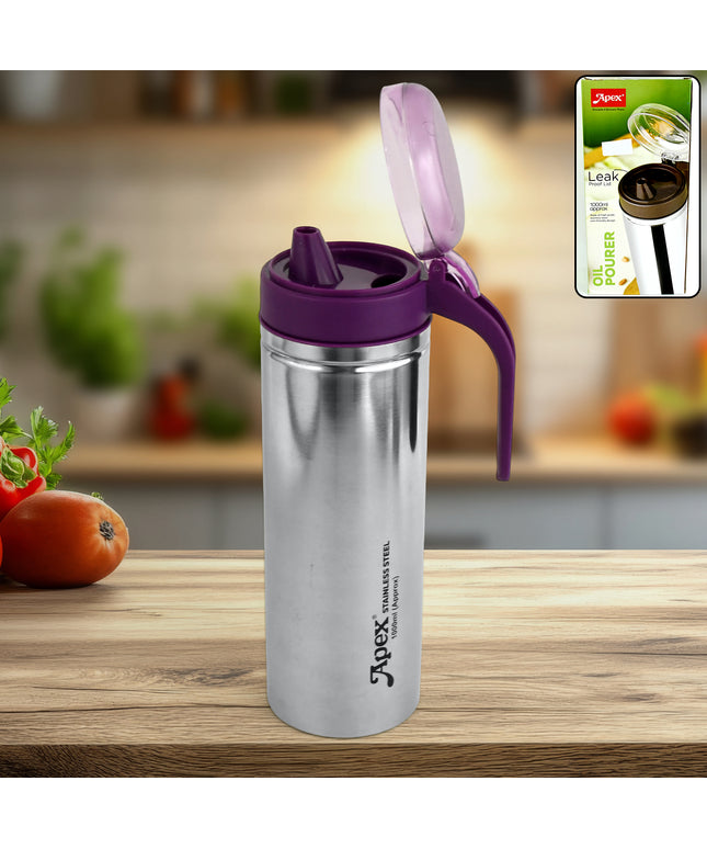 Apex 1000ml Approx. Stainless Steel Oil Pourer (1 Pc)