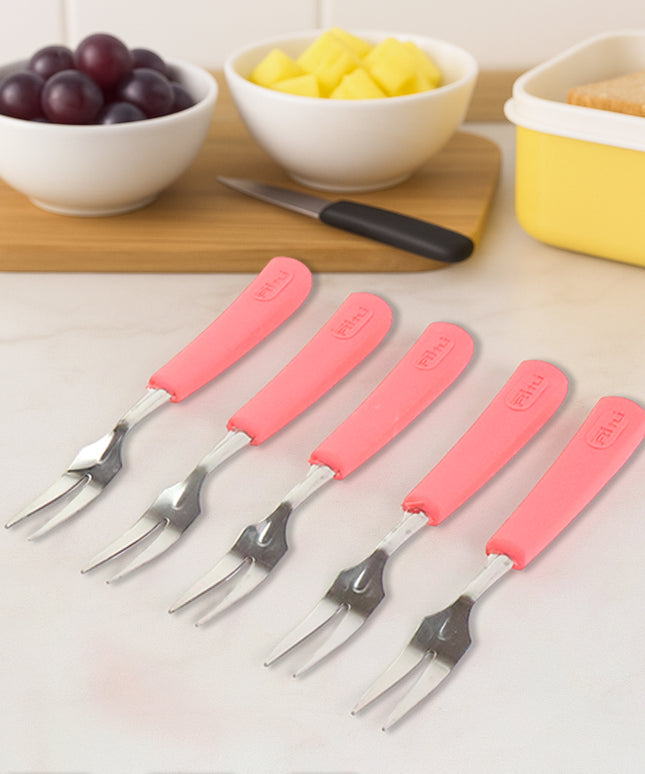 Premium Stainless Steel Fruit Fork Set  10 Pieces With Soft Non-slip Handle