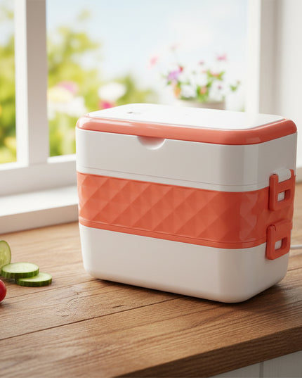 Electric Heated Lunch Box With Stainless Steel Inner Containers (1 Set)