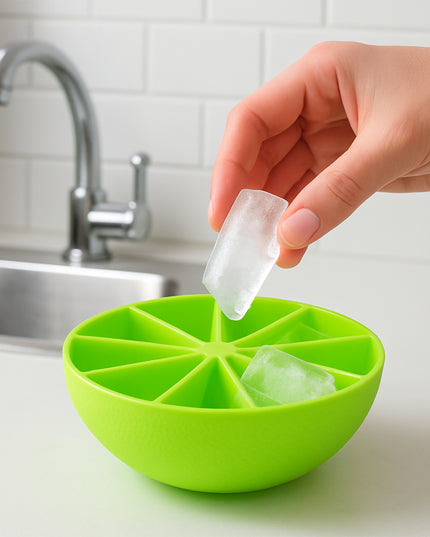 Lemon Shape Flexible Silicone Ice Cube Tray  8-slot Round Ice Mold (1 Pc)
