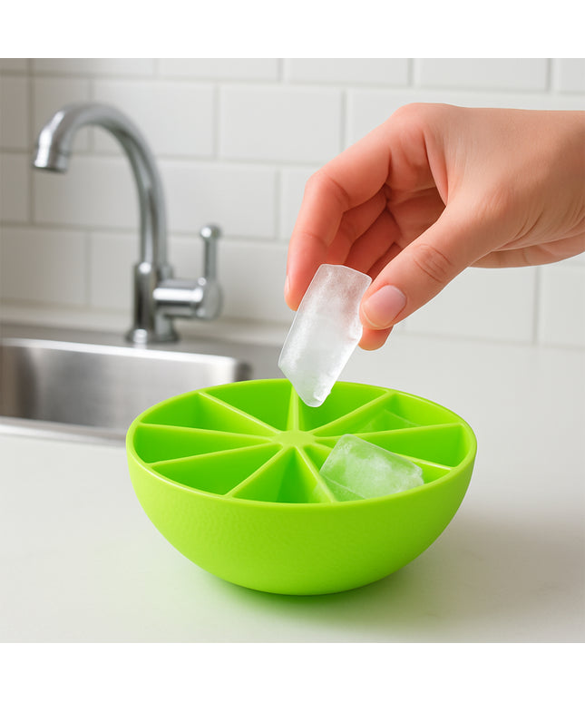 Lemon Shape Flexible Silicone Ice Cube Tray  8-slot Round Ice Mold (1 Pc)