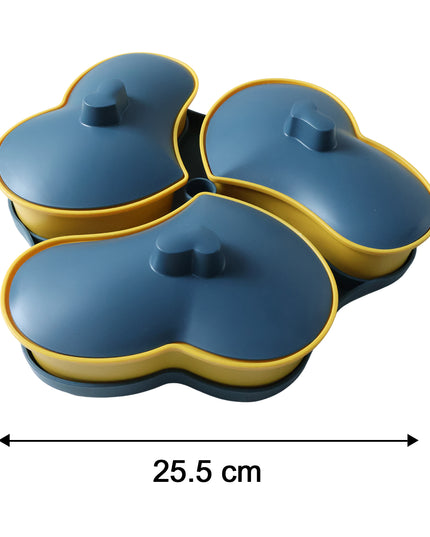 Multipurpose 3 Section Snack Serving Tray With Lid (1 Pc)