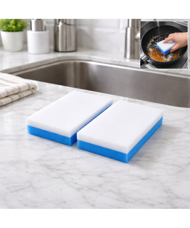 Dual Layer Cleaning Sponge Eraser Pads (2 Pc)