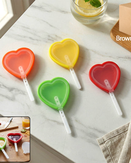 Premium Heart Shape Silicone Popsicle Mold Set 4 Pc