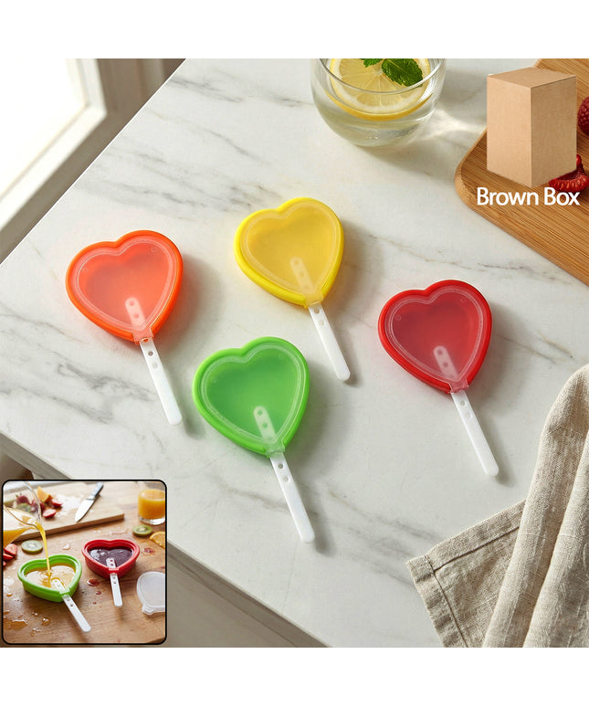 Premium Heart Shape Silicone Popsicle Mold Set 4 Pc