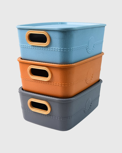 3-piece Plastic Multipurpose Storage Basket Bin Set With Handle (3 Pcs Set)