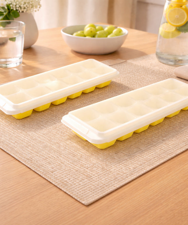 24 Grid Pop Up Ice Cube Tray Set With Lid (2 Pc Set)