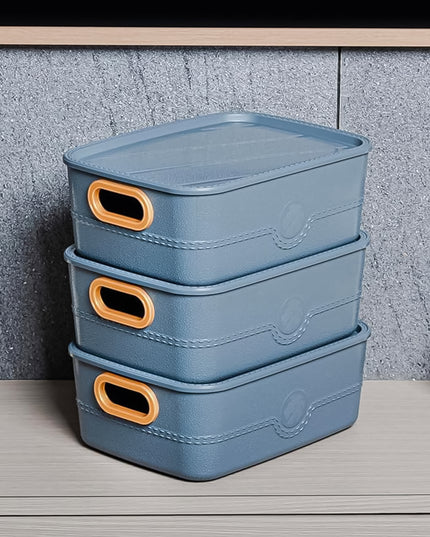 3-piece Plastic Multipurpose Storage Basket Bin Set With Handle (3 Pcs Set)