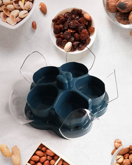 Lotus Shape Rotating Dry Fruit  Snack Organizer Box With Compartments (1 Pc)
