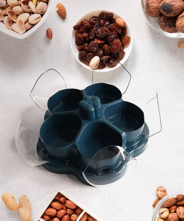 Lotus Shape Rotating Dry Fruit  Snack Organizer Box With Compartments (1 Pc)
